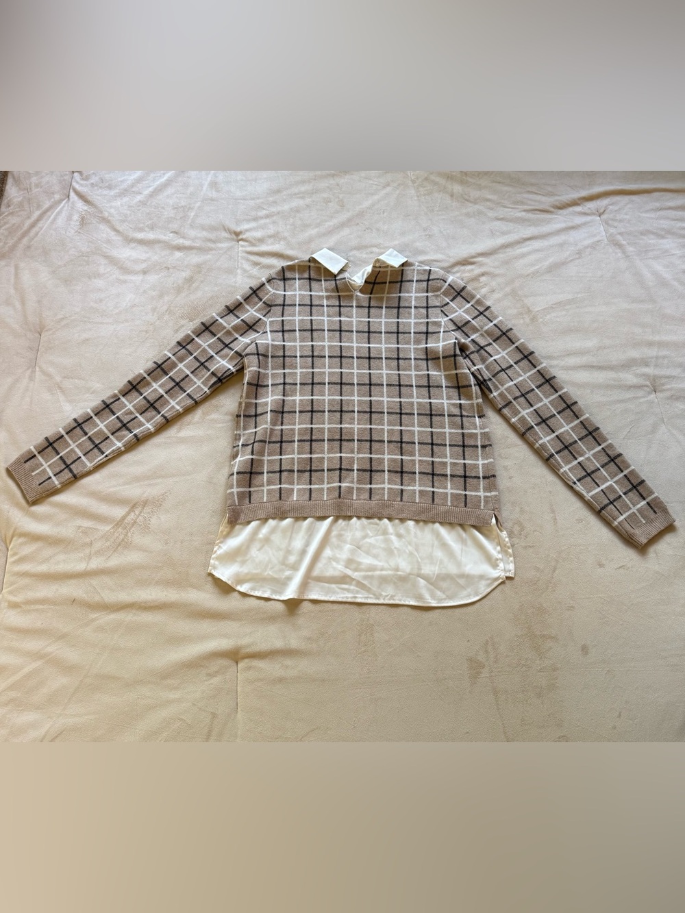 Tahari Women’s Layered Plaid Sweater — Size Medium